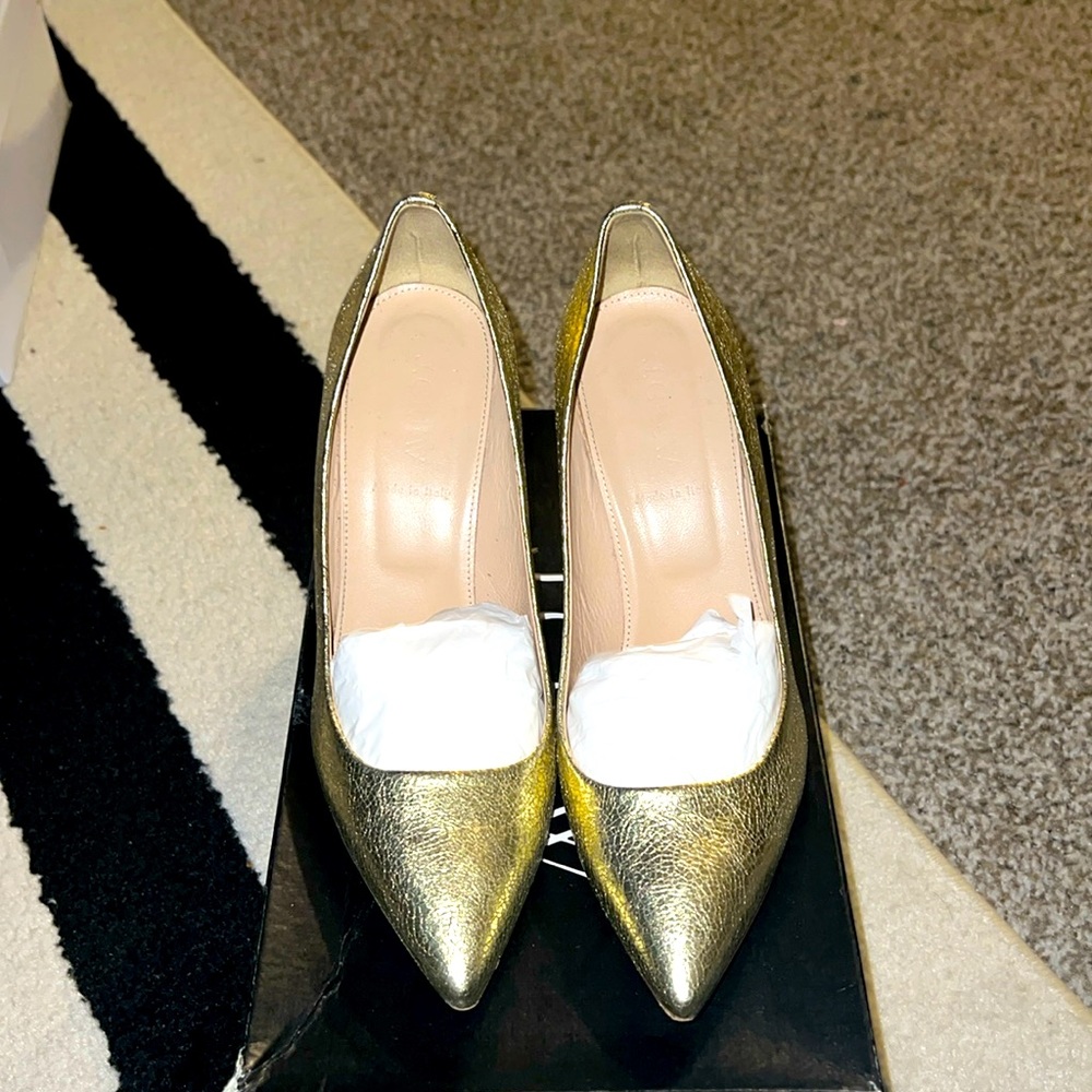 J. Crew Metallic Gold Pointed-Toe Heels